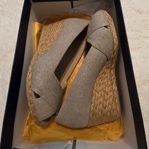 Adrienne Vittadini Taupe Wedge Espadrilles